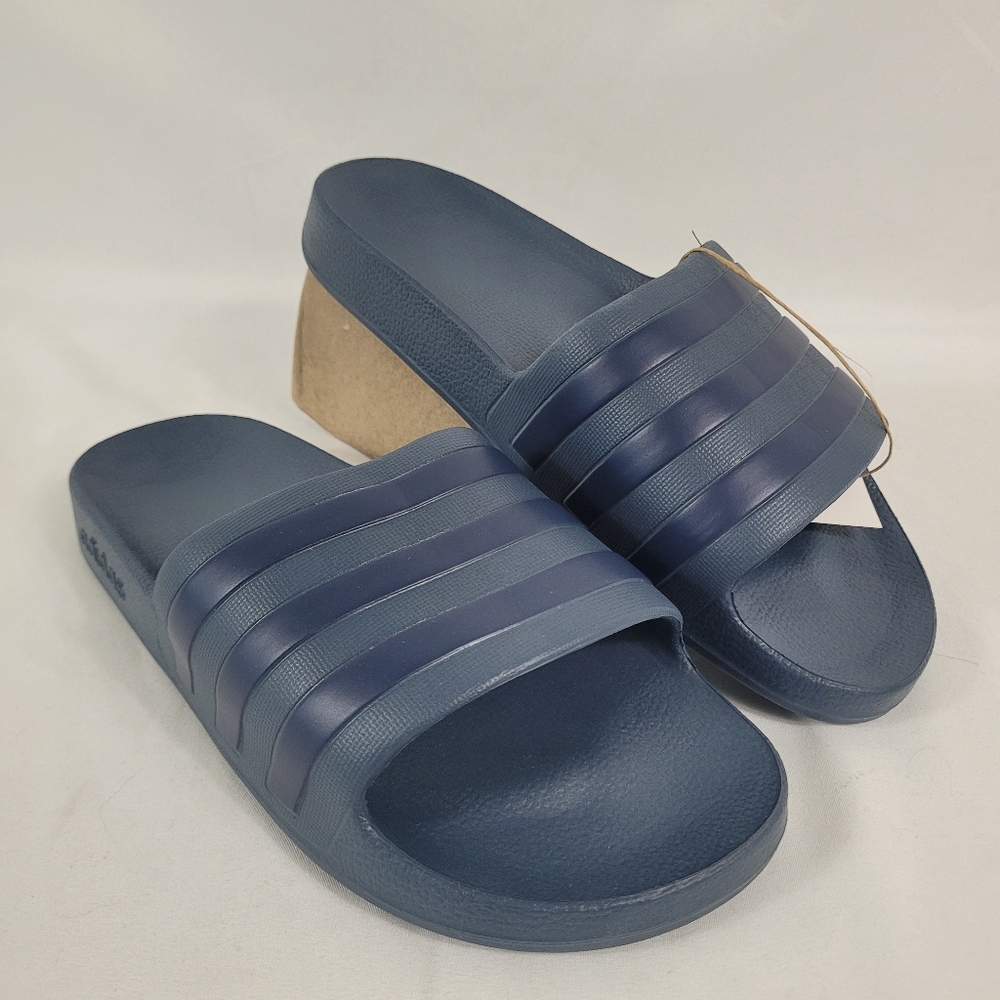 adidas Slides Adilette Aqua Unisex Navy Slippers Men's Sz 9 Women’s Sz 10 NIB